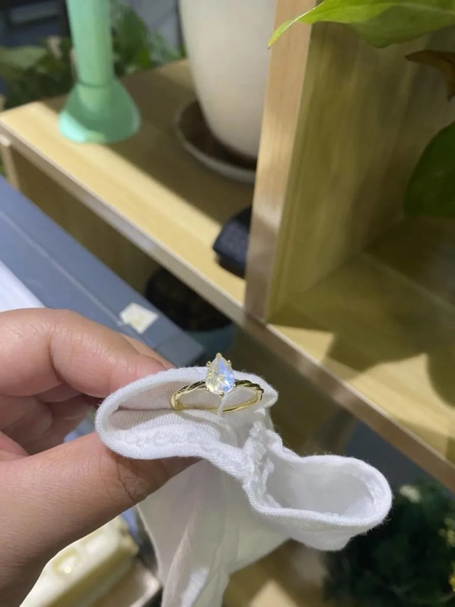 Moonstone Ring Minimalist Ring Gemstone Jewelry Size 7