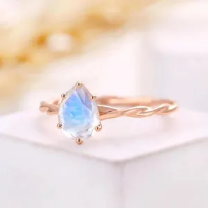 Moonstone Ring Minimalist Ring Gemstone Jewelry Size 7