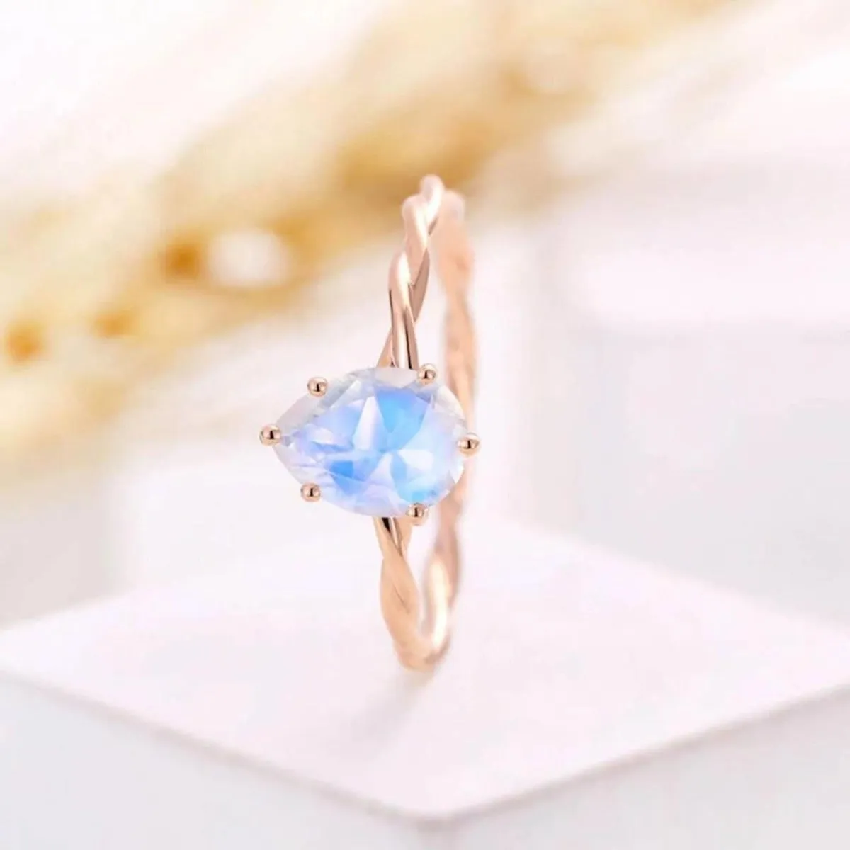 Moonstone Ring Minimalist Ring Gemstone Jewelry Size 7