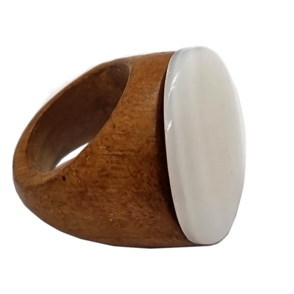 Mother of Pearl and Wood Ring