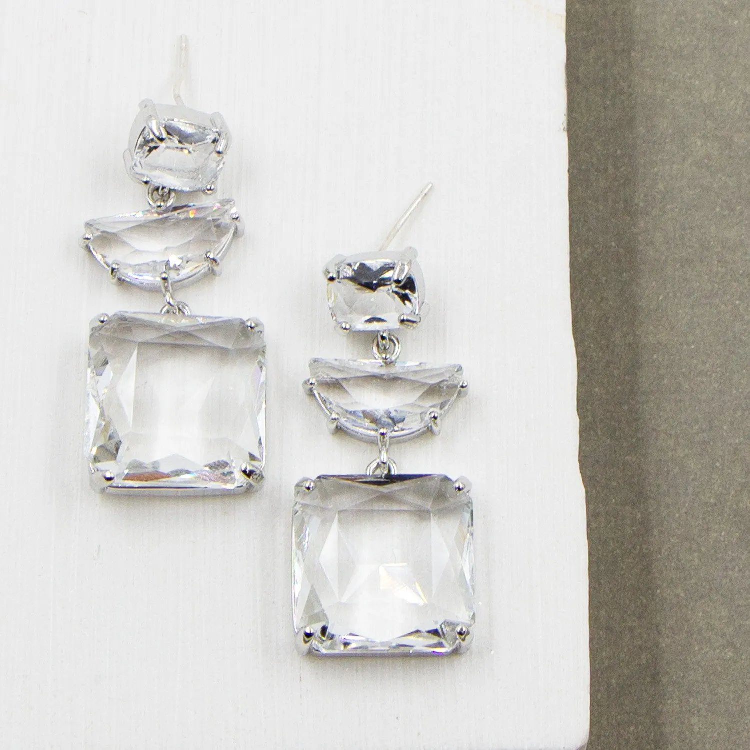 Multi shape contemporary crystal earrings