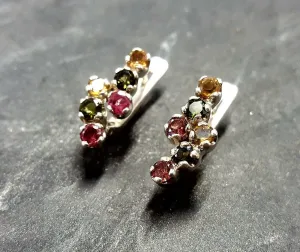 Multicolor Drop Earrings - Colorful Tourmaline Earrings - Vintage Earrings