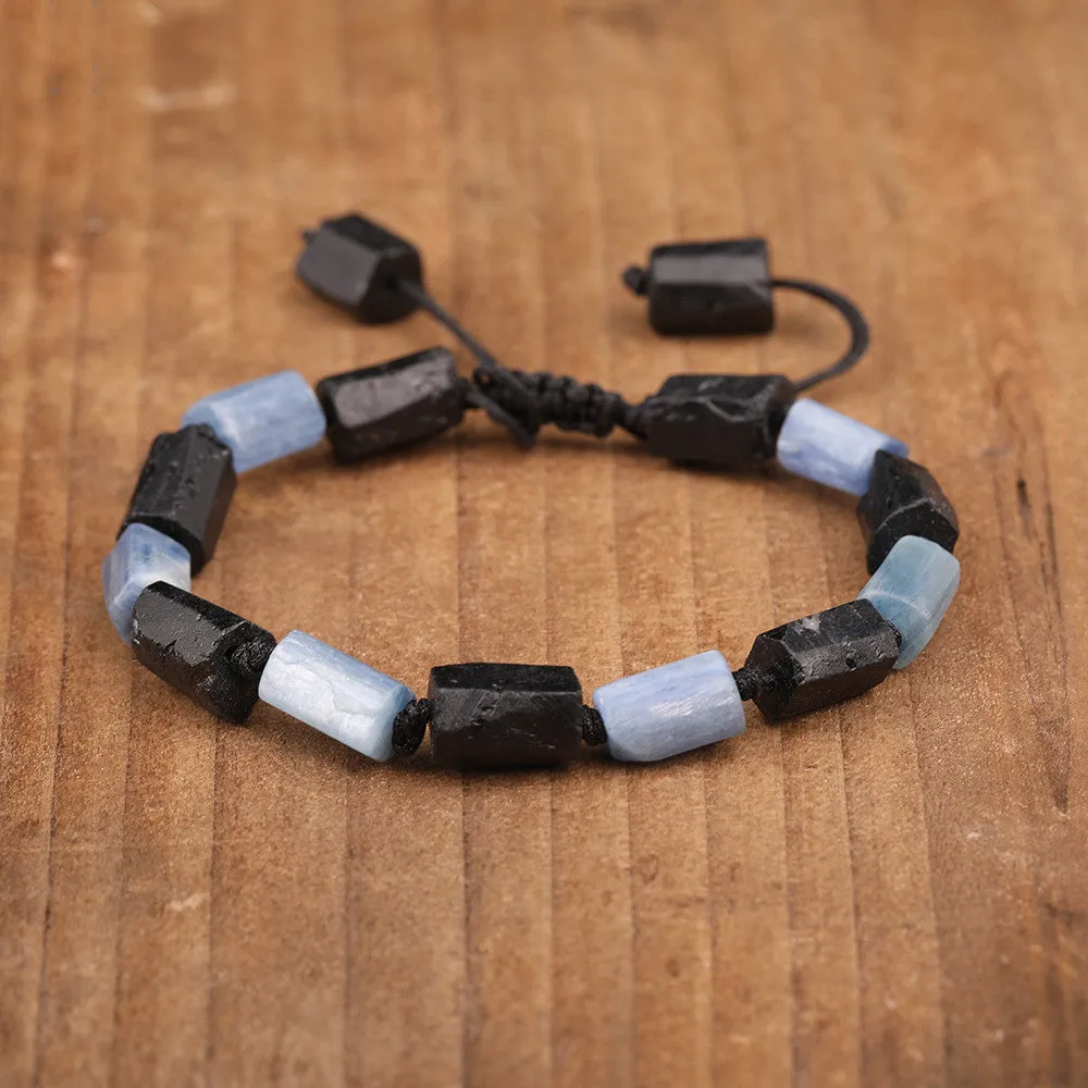 Natural Blue Kyanite Black Tourmaline Beads Children