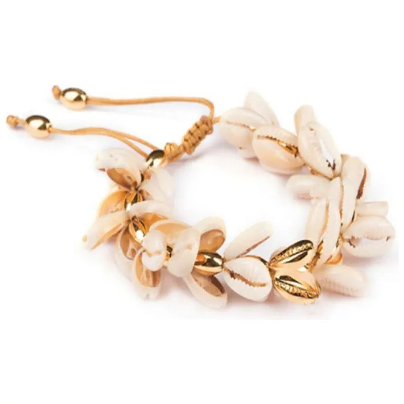 Natural Cowrie Shell Adjustable Bracelet  For Women Summer Accessories