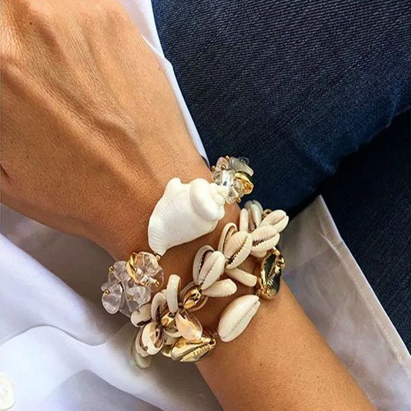 Natural Cowrie Shell Adjustable Bracelet  For Women Summer Accessories