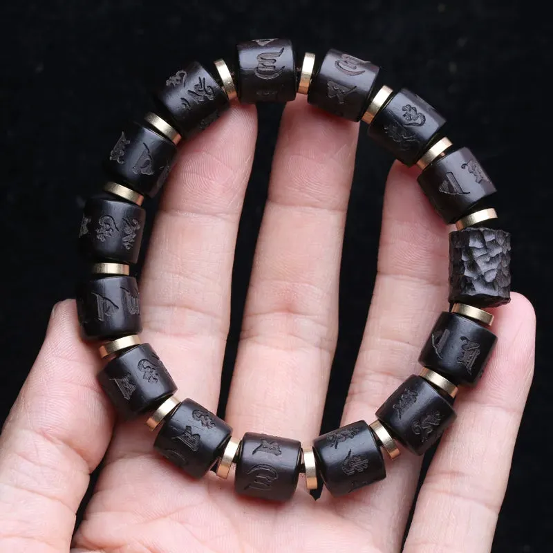 Natural Ebony Bracelet Mantra 12mm Wrist Unisex Beads