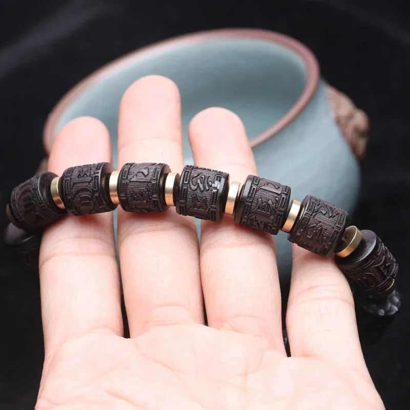 Natural Ebony Bracelet Mantra 12mm Wrist Unisex Beads