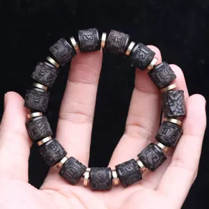 Natural Ebony Bracelet Mantra 12mm Wrist Unisex Beads