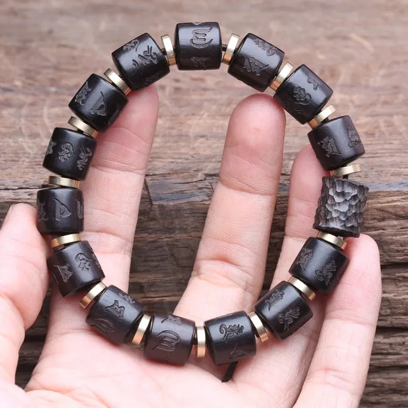 Natural Ebony Bracelet Mantra 12mm Wrist Unisex Beads