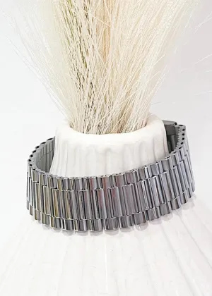 Natural Elements Silver Wide Watch Band Bracelet