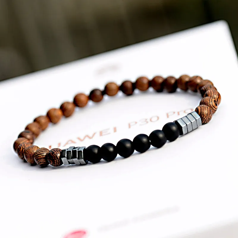 Natural stone wood beads bracelet