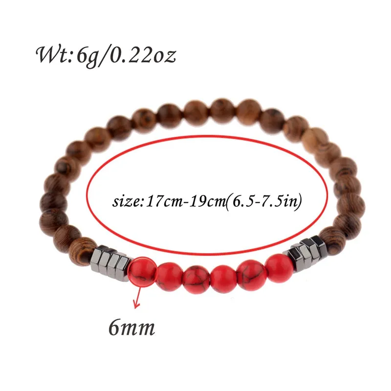 Natural stone wood beads bracelet