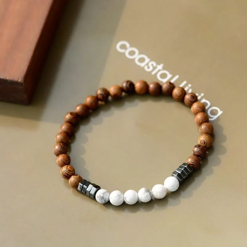 Natural stone wood beads bracelet