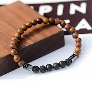 Natural stone wood beads bracelet