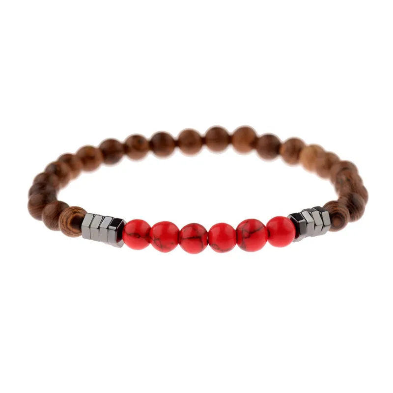 Natural stone wood beads bracelet