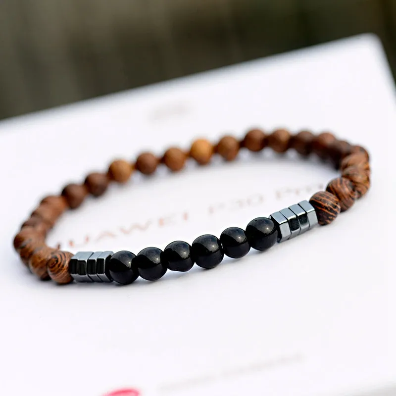 Natural stone wood beads bracelet