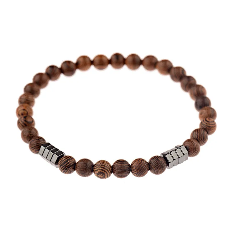 Natural stone wood beads bracelet