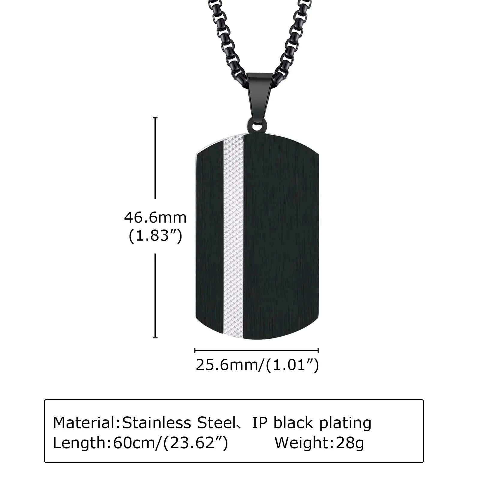 Necklace For Men Stainless Steel Zircon Inlay Geometric Pendant Black Necklace