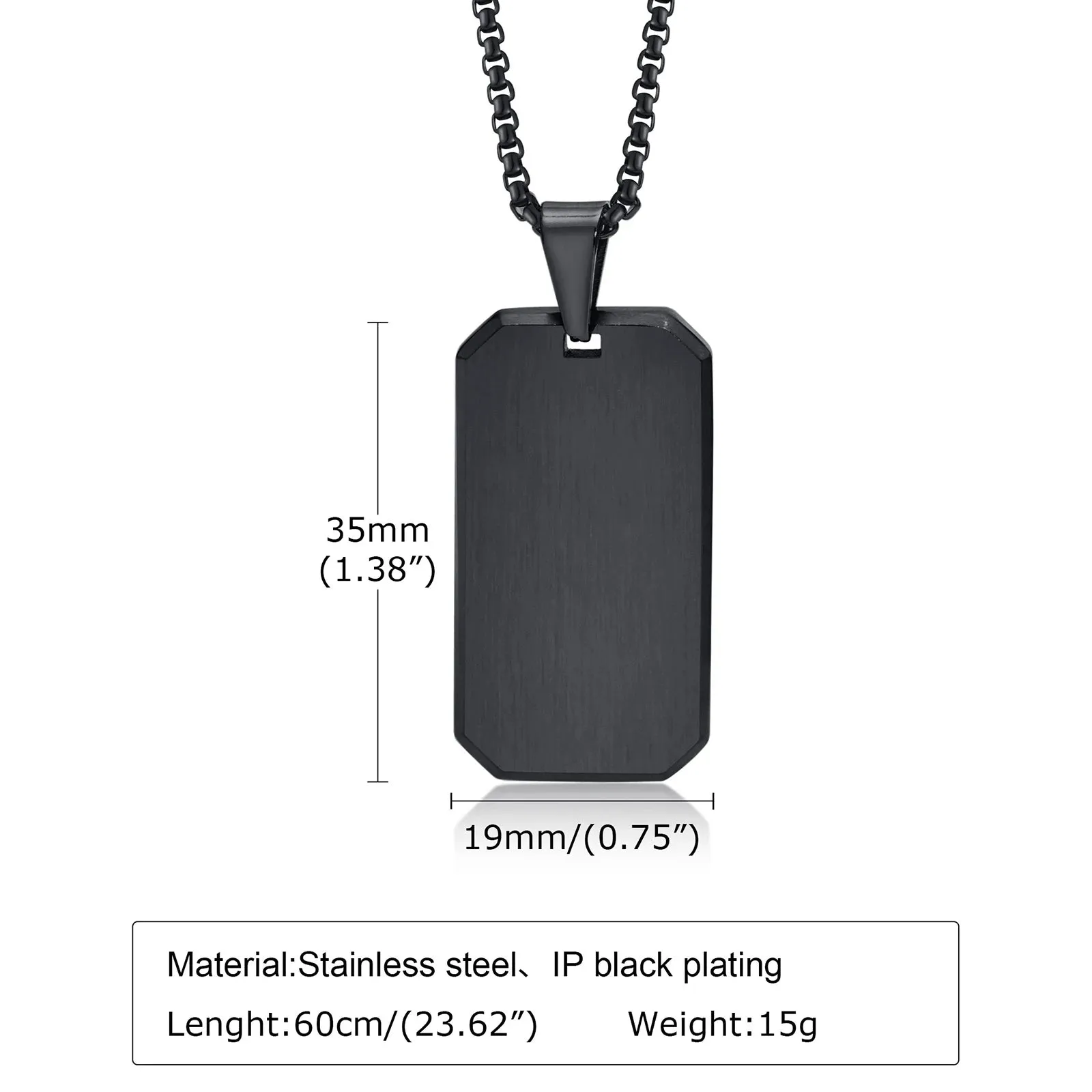 Necklace For Men Stainless Steel Zircon Inlay Geometric Pendant Black Necklace