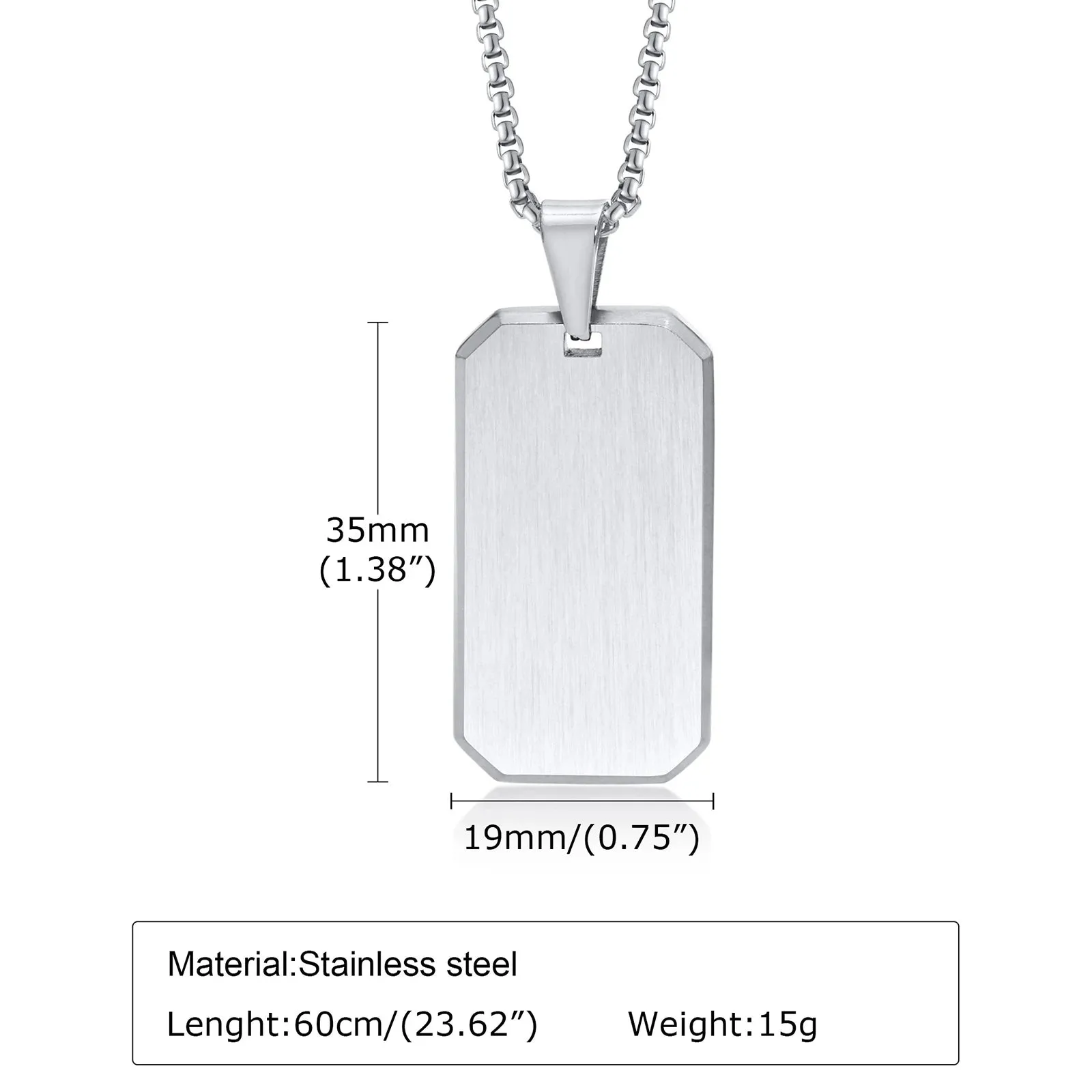 Necklace For Men Stainless Steel Zircon Inlay Geometric Pendant Black Necklace