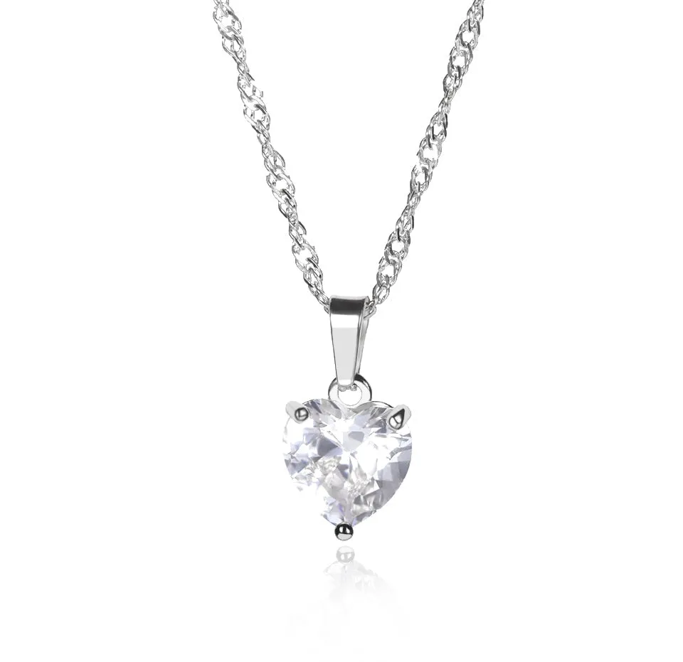 Necklace For Women Vintage Zircon Heart Stainless Steel Chain Pendant Necklace