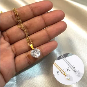 Necklace For Women Vintage Zircon Heart Stainless Steel Chain Pendant Necklace