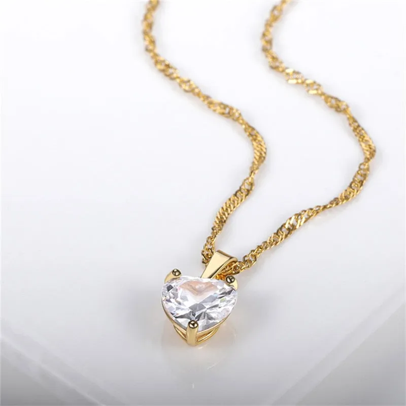 Necklace For Women Vintage Zircon Heart Stainless Steel Chain Pendant Necklace