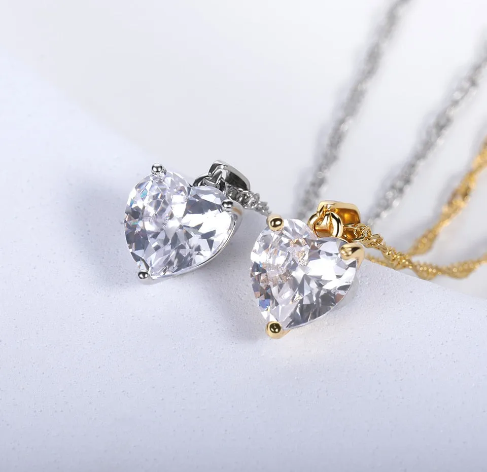 Necklace For Women Vintage Zircon Heart Stainless Steel Chain Pendant Necklace
