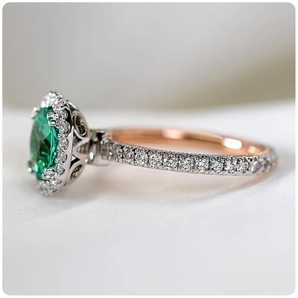 New Fashion Luxury Solitaire Green Zircon Women Wedding Anniversary Ring