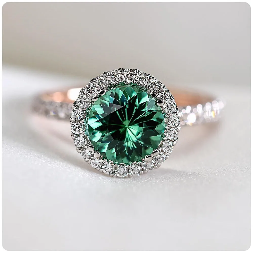 New Fashion Luxury Solitaire Green Zircon Women Wedding Anniversary Ring