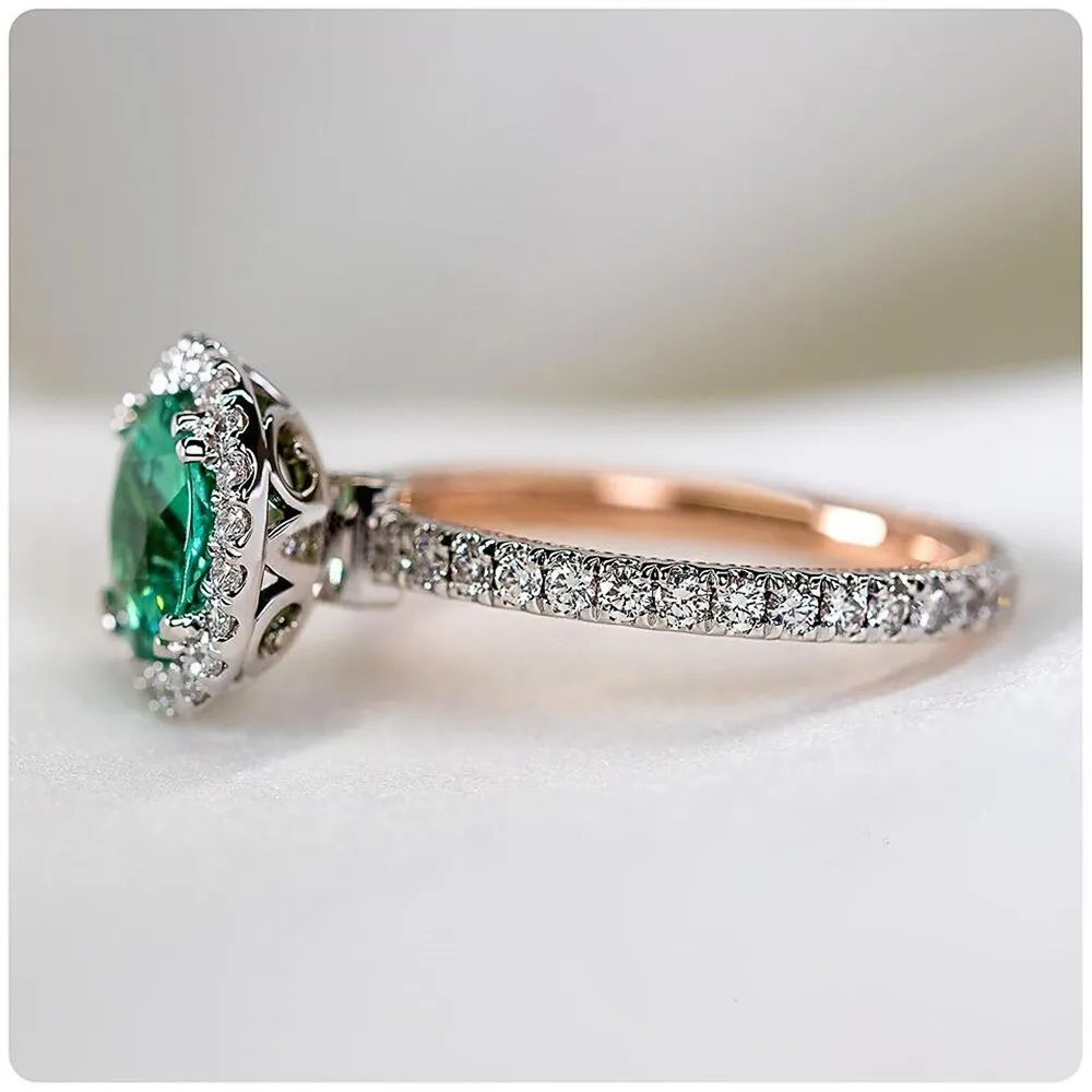 New Fashion Luxury Solitaire Green Zircon Women Wedding Anniversary Ring