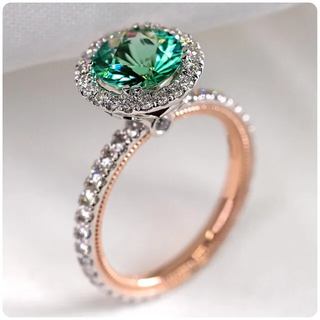 New Fashion Luxury Solitaire Green Zircon Women Wedding Anniversary Ring