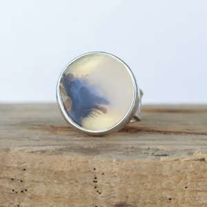 No.278 - Silver Dendritic Agate Ring - Size K 1/2
