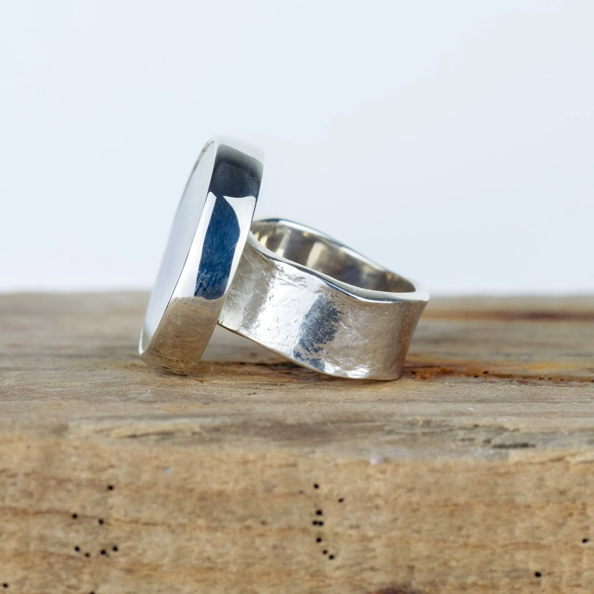 No.278 - Silver Dendritic Agate Ring - Size K 1/2