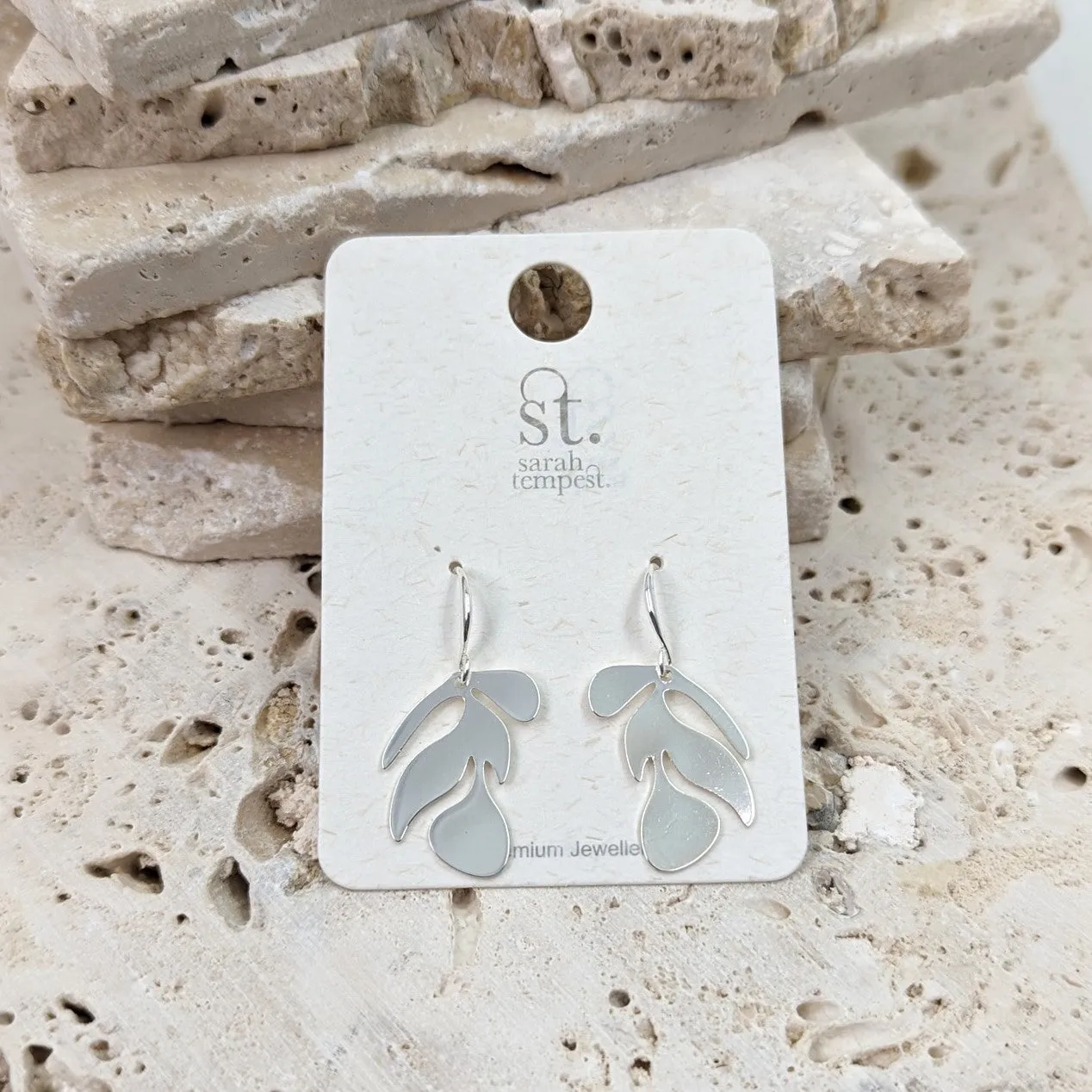Organic leaf shape contemporary earrings