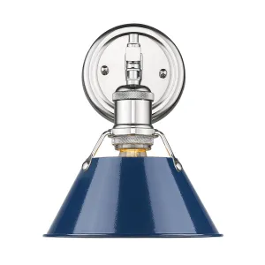 Orwell 1-Light Bath Vanity in Chrome with Navy Blue Shade