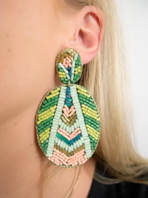 Oval Colorful Beaded Earrings