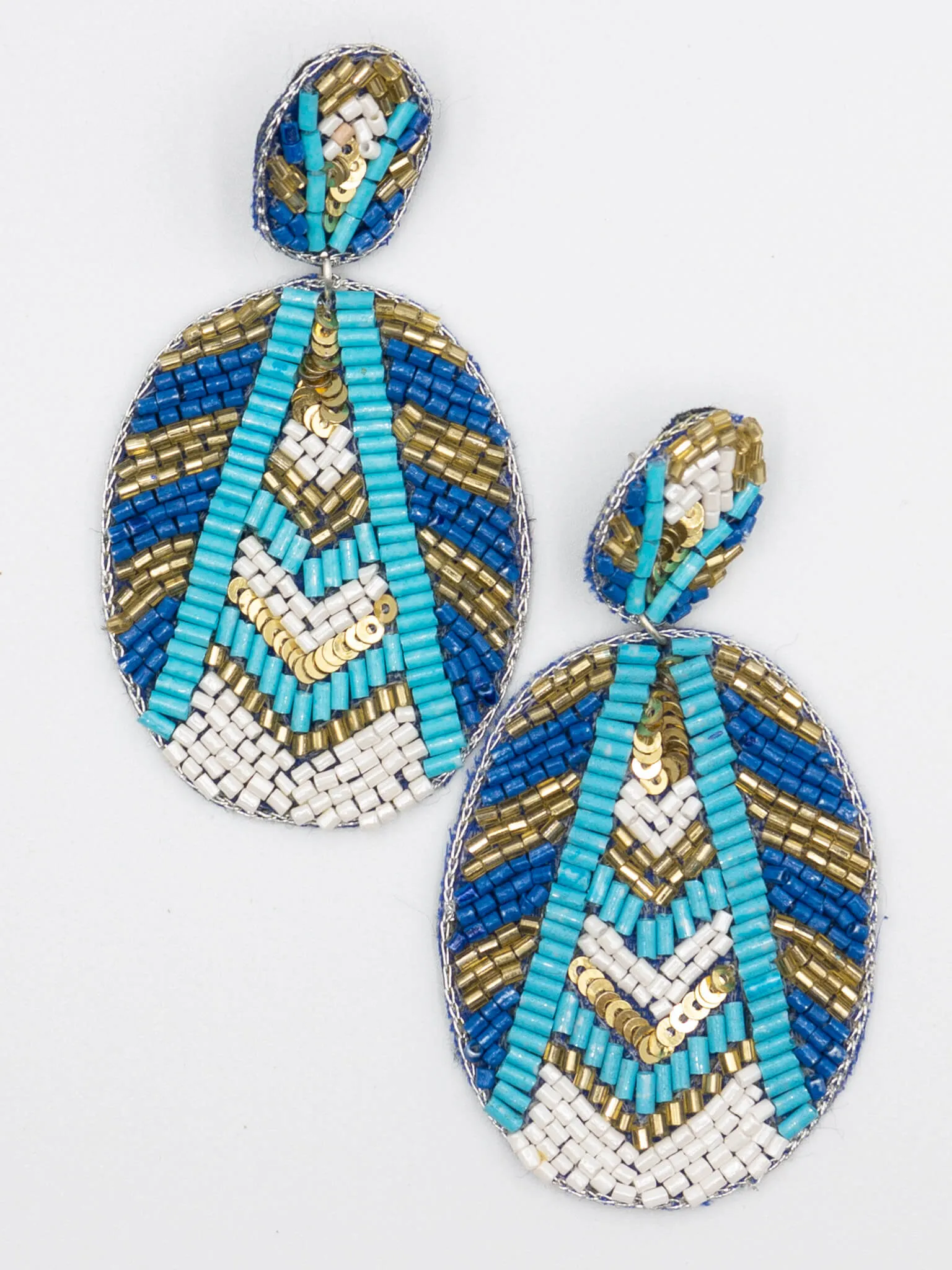 Oval Colorful Beaded Earrings