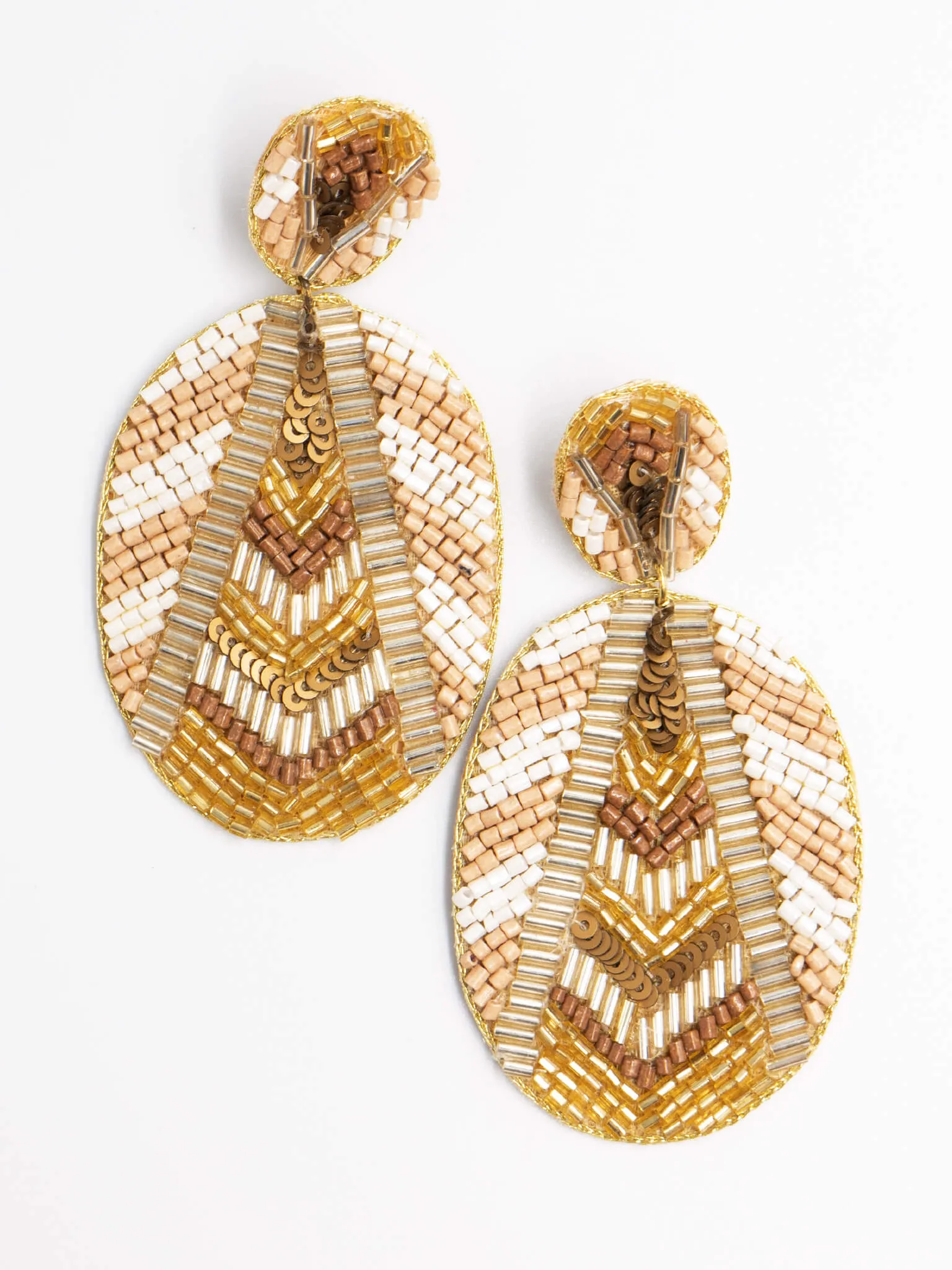 Oval Colorful Beaded Earrings