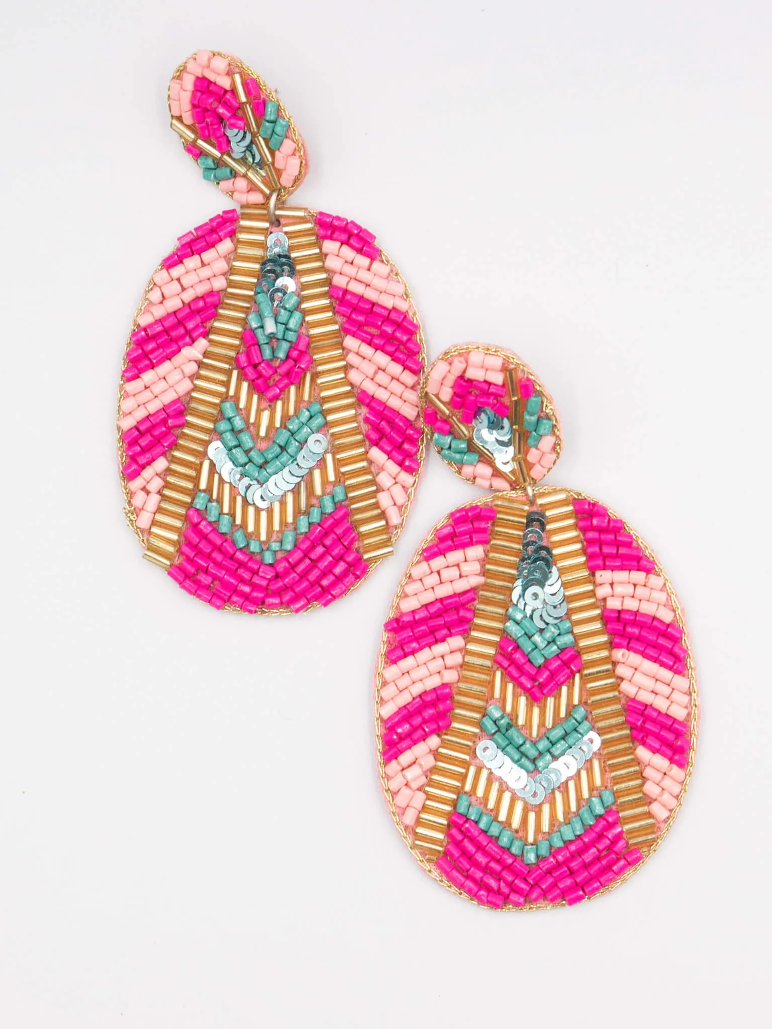Oval Colorful Beaded Earrings