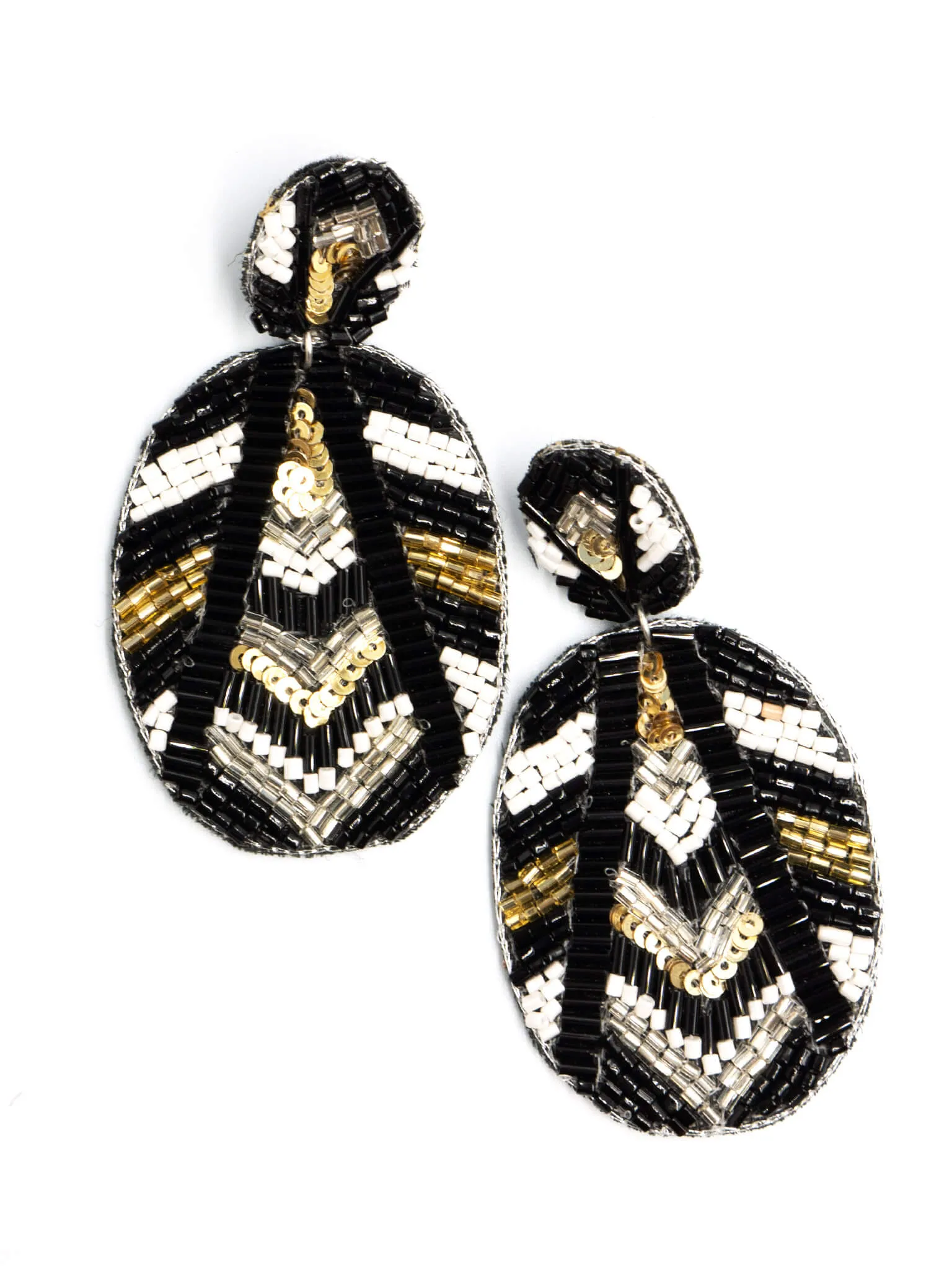 Oval Colorful Beaded Earrings