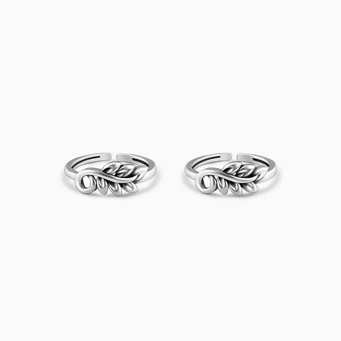 Oxidised Silver Oak Leaves Toe Rings
