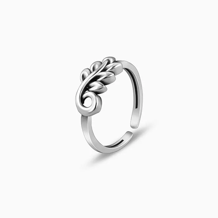 Oxidised Silver Oak Leaves Toe Rings