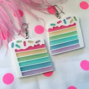 Pastel Rainbow Layered Cake Slice Earrings