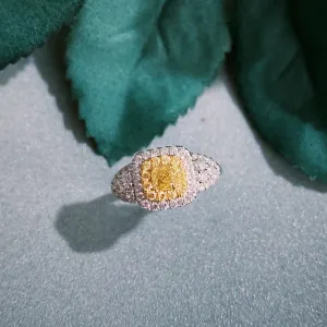Platinum 900 and 18K Yellow Gold Yellow Diamond Ring