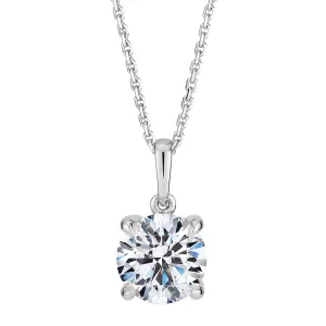Premium Certified Lab-Grown Diamond, 1.50 carat round brilliant solitaire pendant in 14 carat white gold