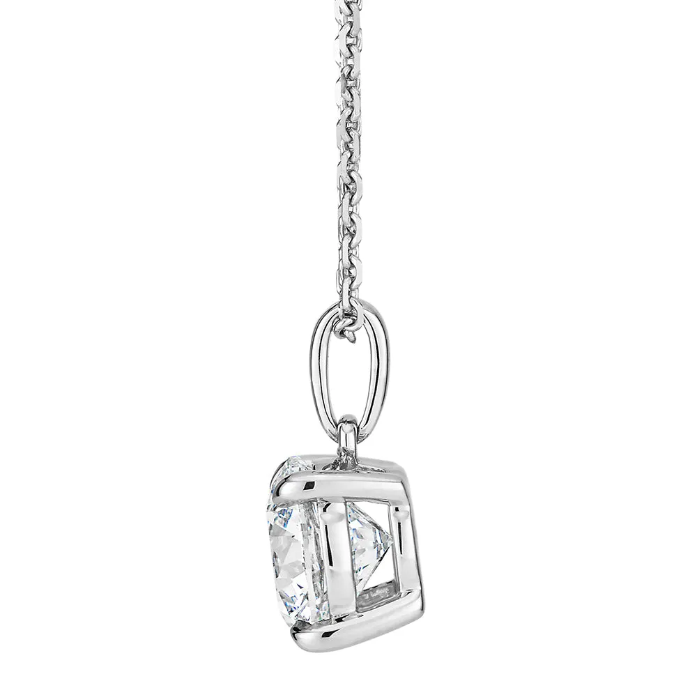 Premium Certified Lab-Grown Diamond, 1.50 carat round brilliant solitaire pendant in 14 carat white gold