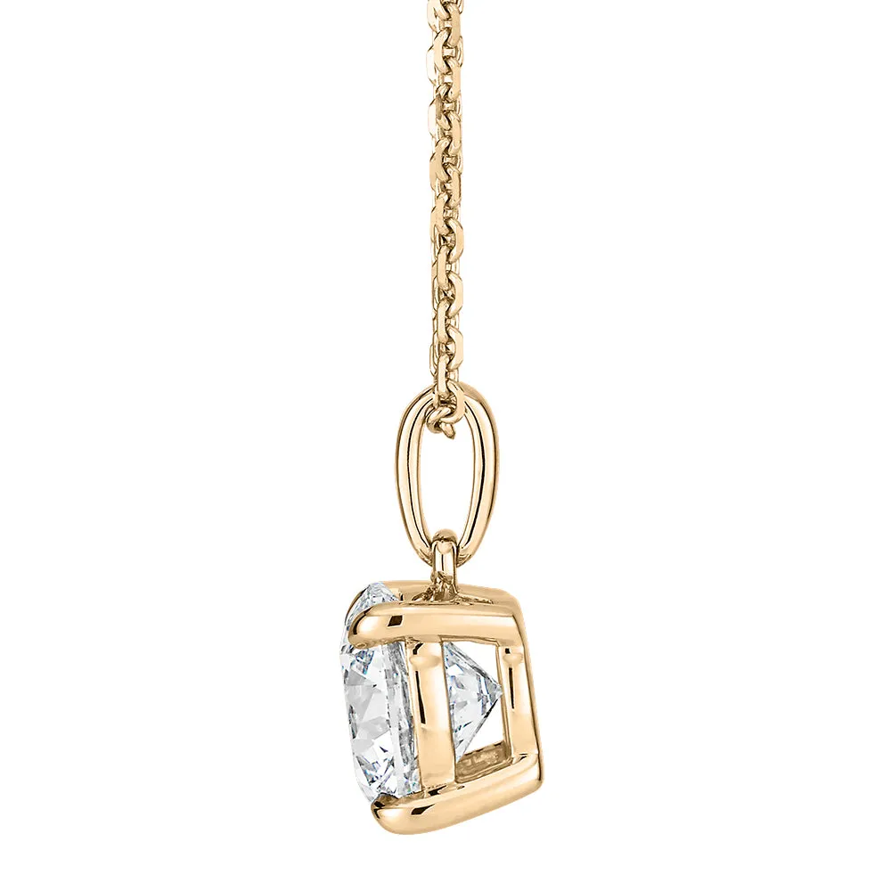 Premium Certified Lab-Grown Diamond, 1.50 carat round brilliant solitaire pendant in 18 carat yellow gold