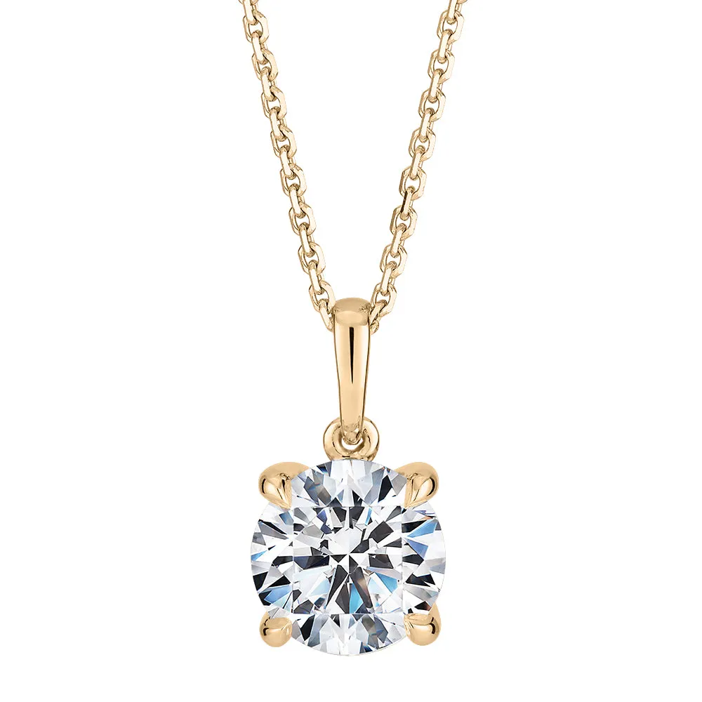 Premium Certified Lab-Grown Diamond, 1.50 carat round brilliant solitaire pendant in 18 carat yellow gold