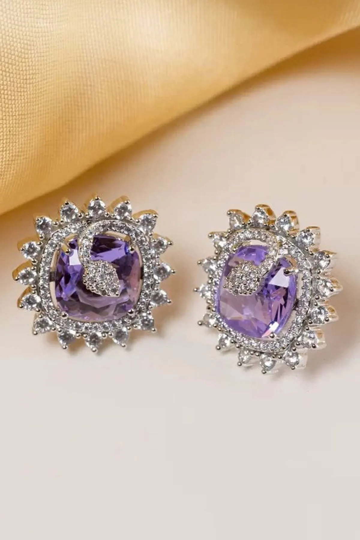 Purple Crystal Stud Earrings
